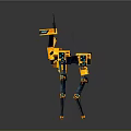 Mechanical Deer Creature Character With Yellow Blue Body And Long Legs Design
