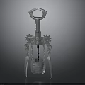 Silver Corkscrew Tool With Spiral Drill And Support Stand Design
