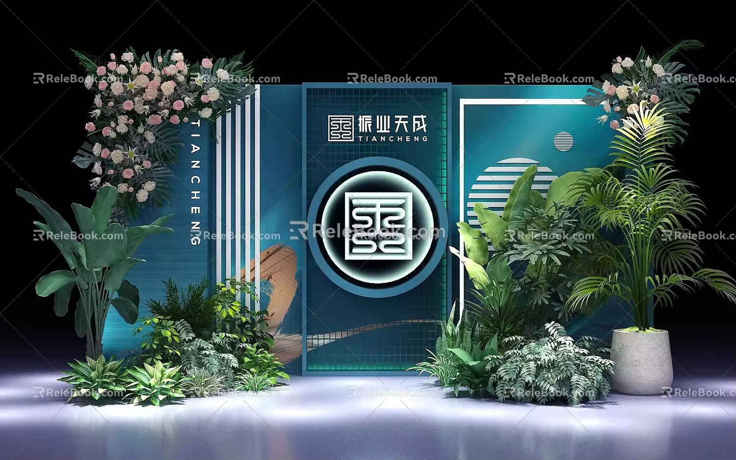 Flower art real estate meichen pop-up shop national day net red cool meichen punch point DP point photo area road show activity photo wall fast exhibition device product stacking activity pop-up shop trend 3d model