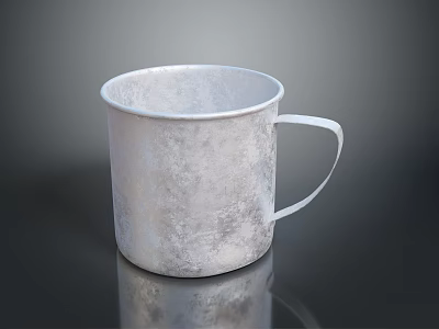 Silver Textured Metal Mug With Handle For Daily Household Use 3d model