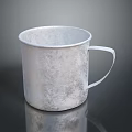 Silver Textured Metal Mug With Handle For Daily Household Use