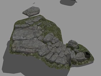 Scenic Natural Terrain With Arranged Stone Rocks Green Grass And Pathway 3d model