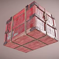 Red Industrial Empty Storage Cases With Reinforced Wooden Frames And Metal Clasps