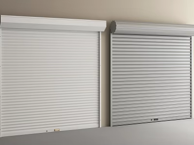 Modern White And Gray Roller Shutters With Two Panel Design Mounted On Wall 3d model