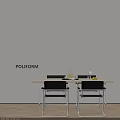 POLIFORM Modern Dining Table Set With Chairs Glasses And Fruit On Top 3d model