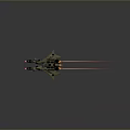 Futuristic Sci Fi Toy Airplane Model With Red Laser Beams Engine Flames And Wing Details