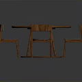 Round Wooden Dining Table With Four Chairs Gray Padded Seats And Wooden Frame
