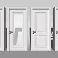 White Hinged Doors Featuring Different Panel And Glass Designs For Modern Home Interior 3d model