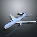 Gray Surveillance Aircraft Featuring Large Radar Dome Twin Engines And Extended Wings
