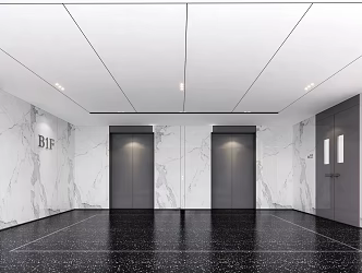 modern elevator hall elevator car 3d model