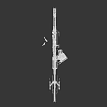 Rifle With Wooden Table Magazine Bullets And Metal Stand On Black Background
