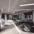 Sleek Modern Reception Area Interior Design With White Seating Green Accents And Modern Lighting