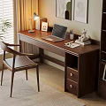Quiet Ancient Style Desk and Chair Solid Wood Computer Desk and Chair Solid Wood Single Chair Writing Desk Learning Desk and Chair Office Desk and Chair Finished Desk Computer Decoration Combination 3d model