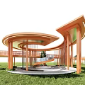 Landscape Special-shaped Gallery Frame Aerial Gallery Bridge Trestle Arc Gallery Frame Landscape Small Building 3d model