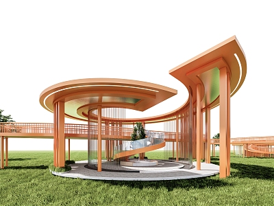 Landscape Special-shaped Gallery Frame Aerial Gallery Bridge Trestle Arc Gallery Frame Landscape Small Building 3d model