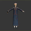 Game Movie Character With Blue Robe Red Embellishments Orange Short Hair And Umbrella