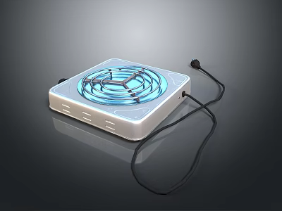 Small Portable Electric Desktop Fan With White Base Blue Blades And Power Cord 3d model