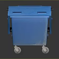 Blue Plastic Trash Bin With Lid And Wheels For Waste Disposal