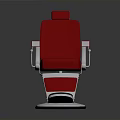 Red Upholstered Modern Barber Chair With White Armrests And Round Base