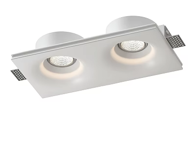 Stylish Rectangular Ceiling Light With Dual LED Lamps And White Finish Design 3d model