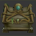 Wooden Storage Chest With Octopus Tentacle Decoration Green Gemstone Small Crystals And Metal Clasps