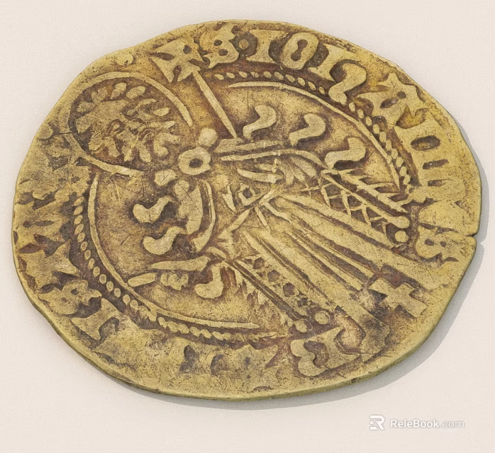 Ancient Golden Coin With Intricate Carved Patterns And Historical Engravings 3d model 