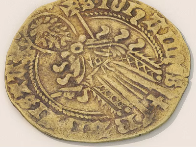 Ancient Golden Coin With Intricate Carved Patterns And Historical Engravings 3d model