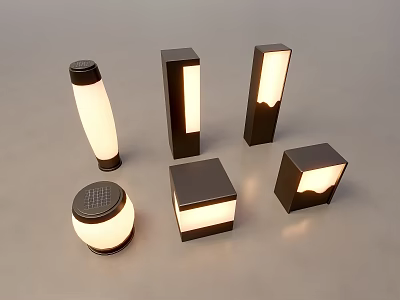 Modern Outdoor Lights Featuring Various Styles Black White Finish And Illuminated Design 3d model