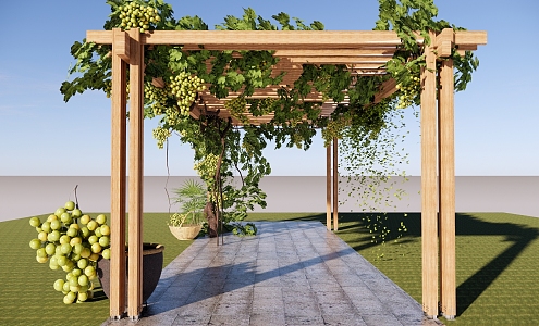 Modern Corridor Rack Grapevine Corridor Rack Garden Vine Flower Rack Climbing Vine Plant Country Vine Wooden Rack 3d model