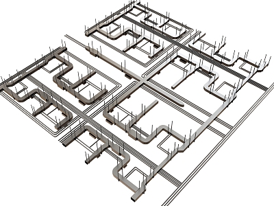 Air conditioning electromechanical fan coil ceiling pipe 3d model