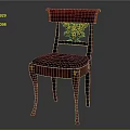 Classic Wooden Dining Chair with Gold Accents Eagle Head Motif and Blue Polka Dot Seat