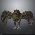 Realistic Eagle Sculpture With Spread Wings Standing On Dark Reflective Surface 3d model