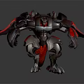 Futuristic Robotic Mechanical Creature With Red And Gray Armor And Clawed Limbs 3d model