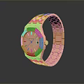 Rose Gold Diamond Encrusted Watch With Sparkling Strap And Orange Dial