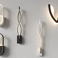 Modern Black And White Wall Lamps With Curved Linear Designs And LED Lighting