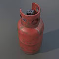 Red Old Rusty Gas Cylinder With Worn Surface And Metal Valve