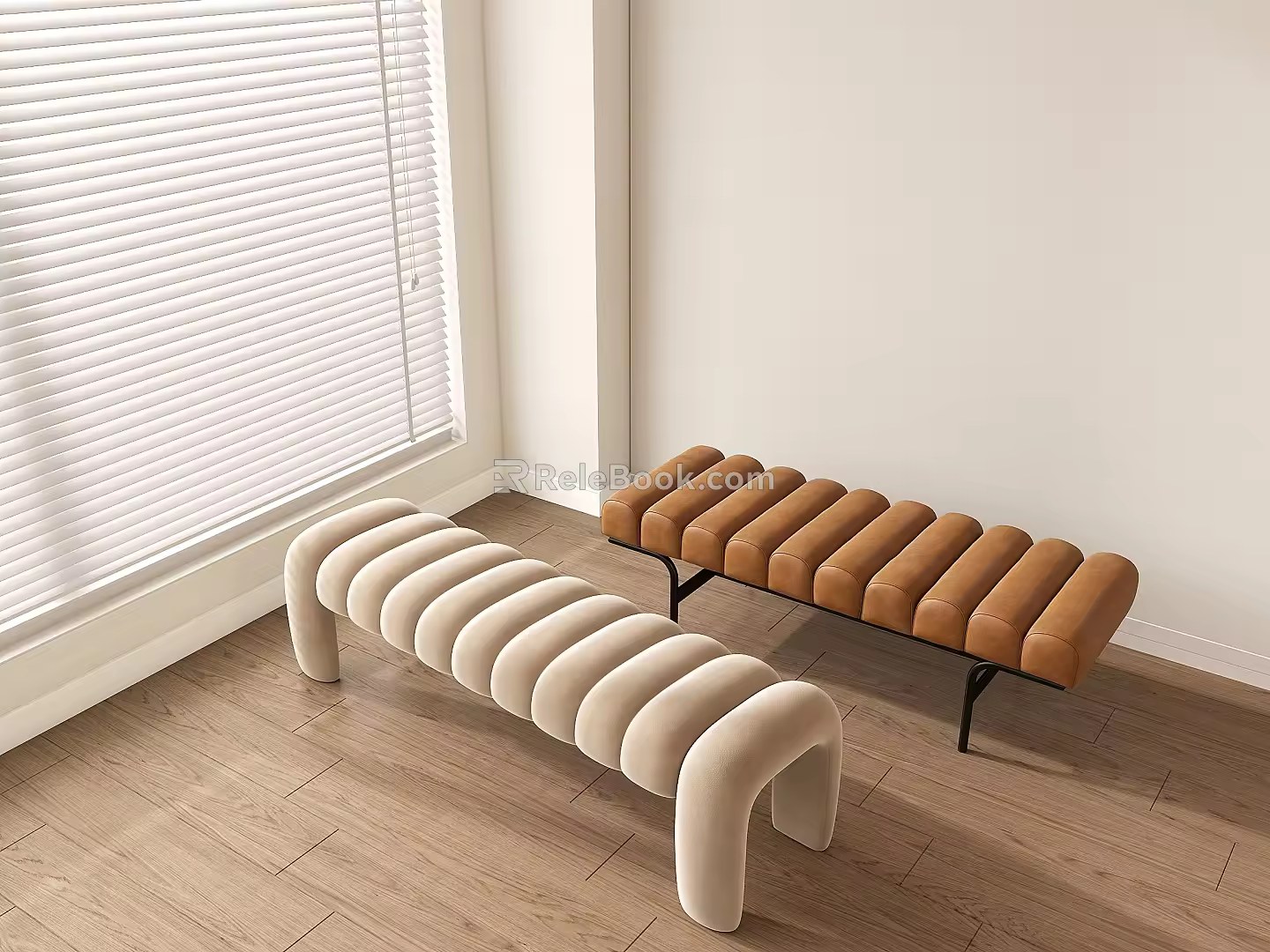 Modern Bed End Stool Soft Bed Shoe Changing Stool Sofa Stool 3d model