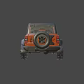 Orange Off Road Car With Black Roof Round Headlights Yellow Light Strips And UK Plate