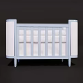 Light Blue Baby Crib With White Padded Fabric Safety Railing And Sturdy Legs