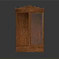 Elegant Vintage Wooden Sideboard With Glass Doors Multiple Shelves And Carved Top Design