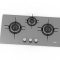 Stainless Steel Gas Hob With Three Burners And Control Knobs For Modern Kitchen 3d model