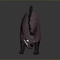 Purple Hyena Game and Movie Character With Black Mane Sharp Teeth Fierce Expression And Spots