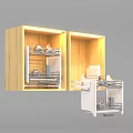 Wooden Kitchen Cabinet with Lighting Open Design Metal Racks Pull out Shelf for Kitchen Utensils