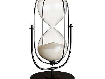 Decorative Ornament Hourglass With Black Metal Frame Transparent Glass And White Sand 3d model