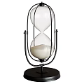 Decorative Ornament Hourglass With Black Metal Frame Transparent Glass And White Sand