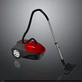 Red And Black Modern Vacuum Cleaner With Long Handle And Cleaning Head