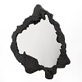 Modern Artistic Mirror With Black Lava Texture And Irregular Edge Design 3d model