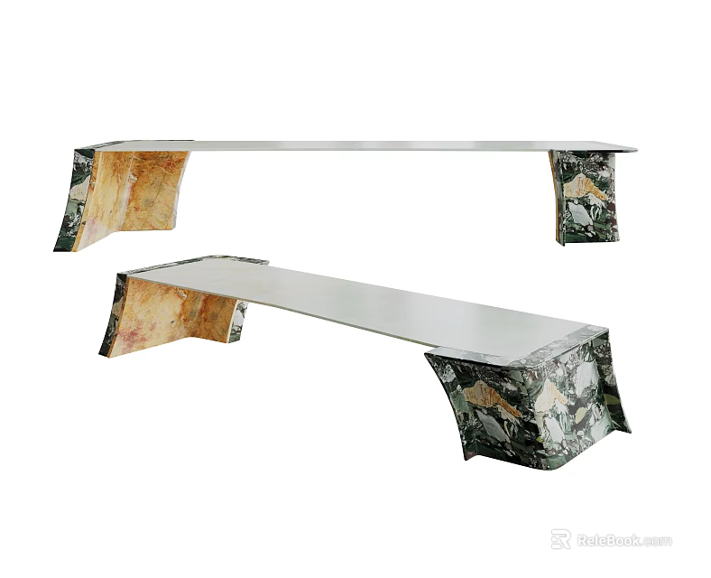Modern Artistic Dining Table With Unique Textured Legs And Smooth Polished Tabletop Design 3d model 