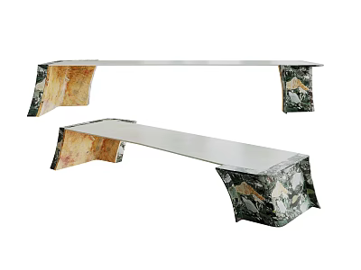 Modern Artistic Dining Table With Unique Textured Legs And Smooth Polished Tabletop Design 3d model