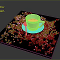 White Coffee Cup With Coffee And Silver Spoon On Dark Wooden Tray With Coffee Beans